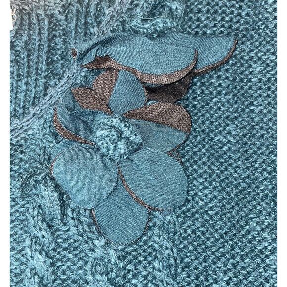 Moth from Anthropologie Teal Cable Knit Dress Short-Sleeved Size Medium - Picture 5 of 5